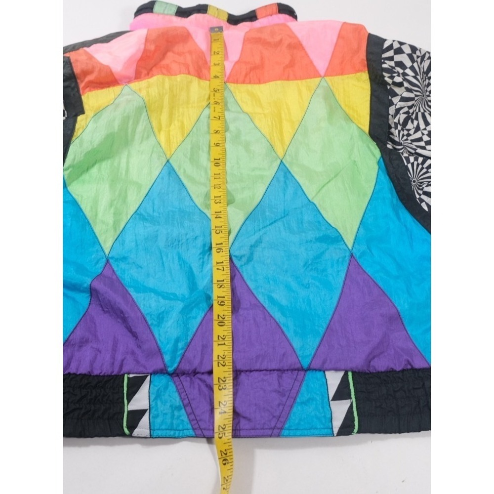 Giacca Sport Windbreaker Mens M Multi Vintage 90s Harlequin Geometric Colorblock - Picture 4 of 6